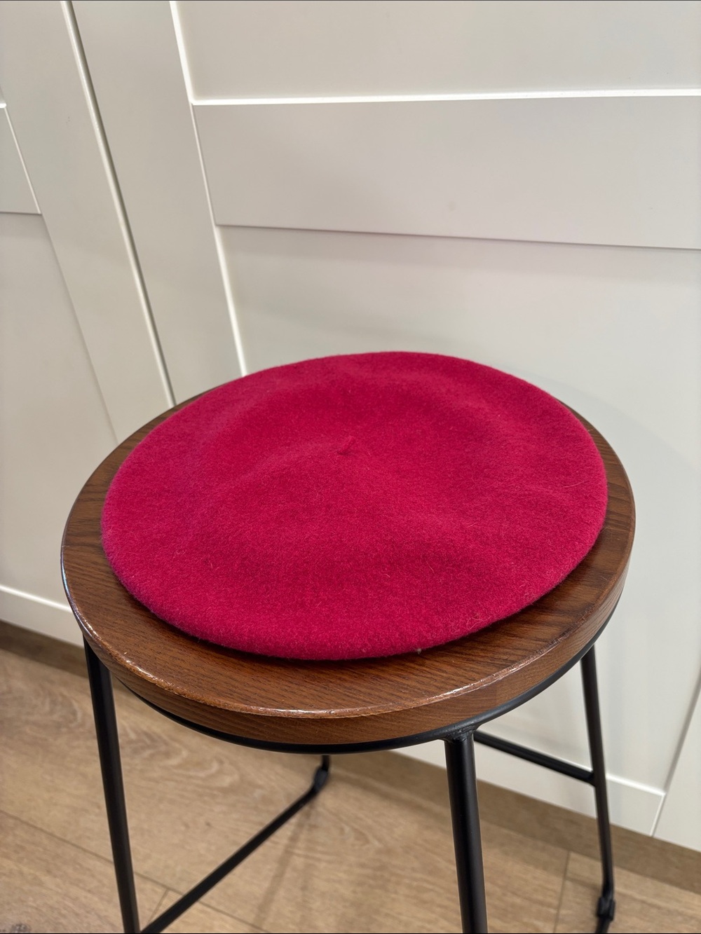 Bold Raspberry Wool Felt Beret